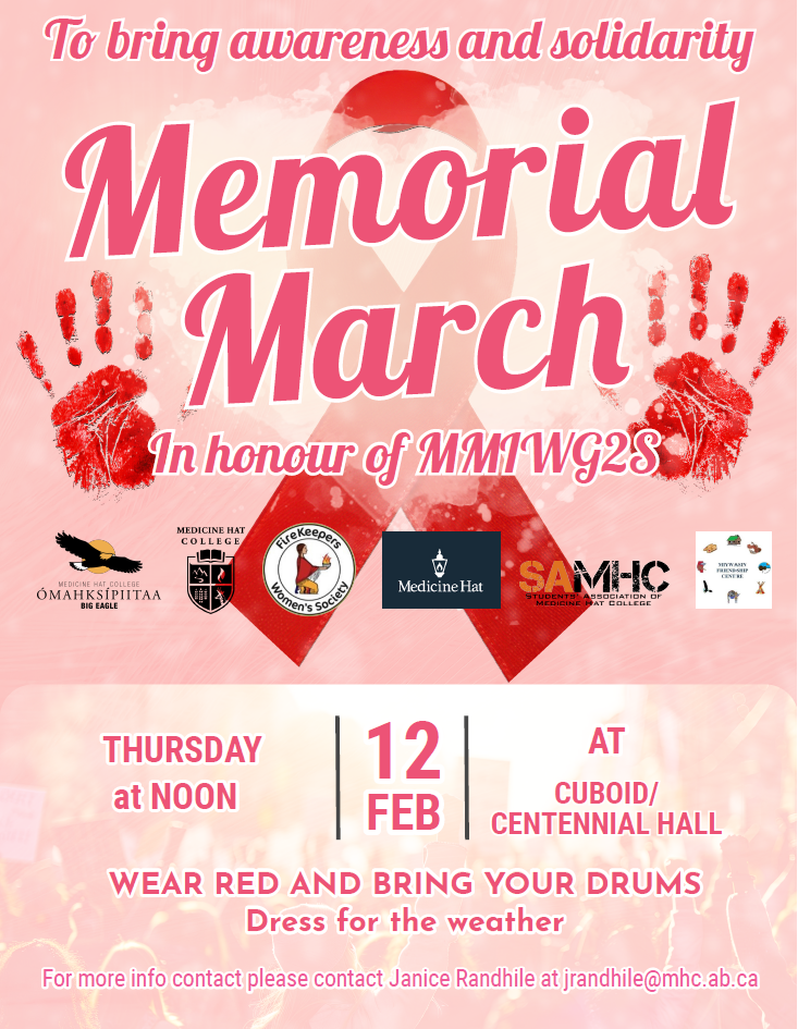 Memorial March in honour of MMIWG2S event on February 12 poster