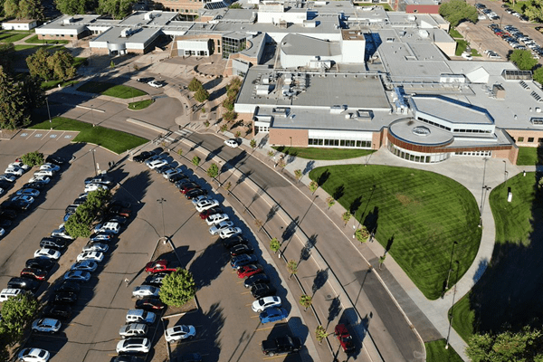 Aerial view of MHC parking lot