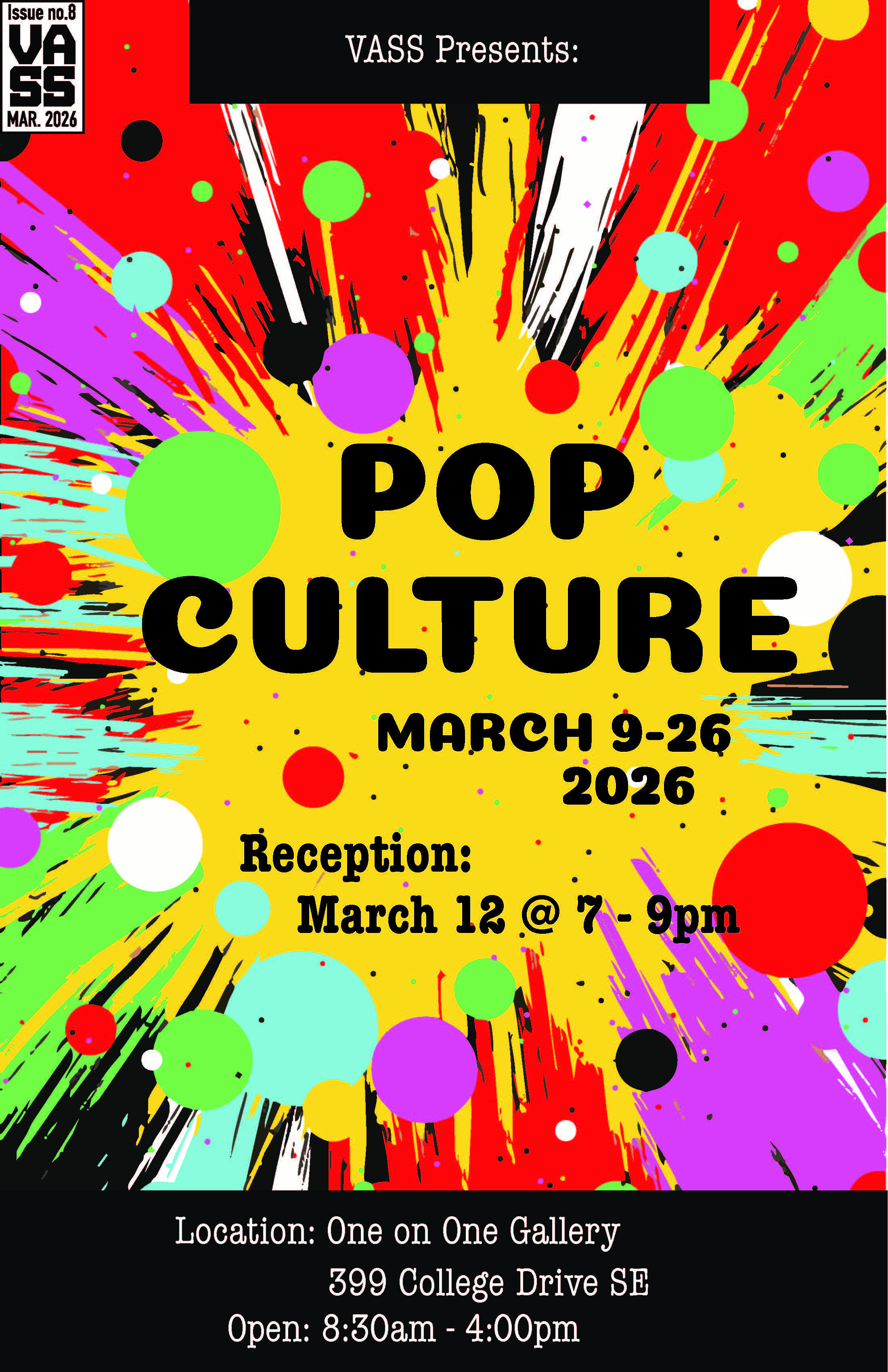 Poster for the 2026 VASS Art Show in the One on One Gallery