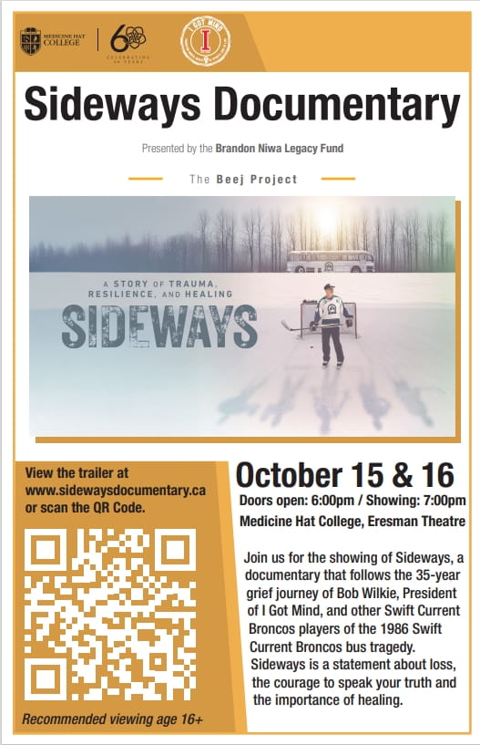 Sideways Documentary poster. Presented by the Brandon Niwa Legacy Fund. October 15 and 16.