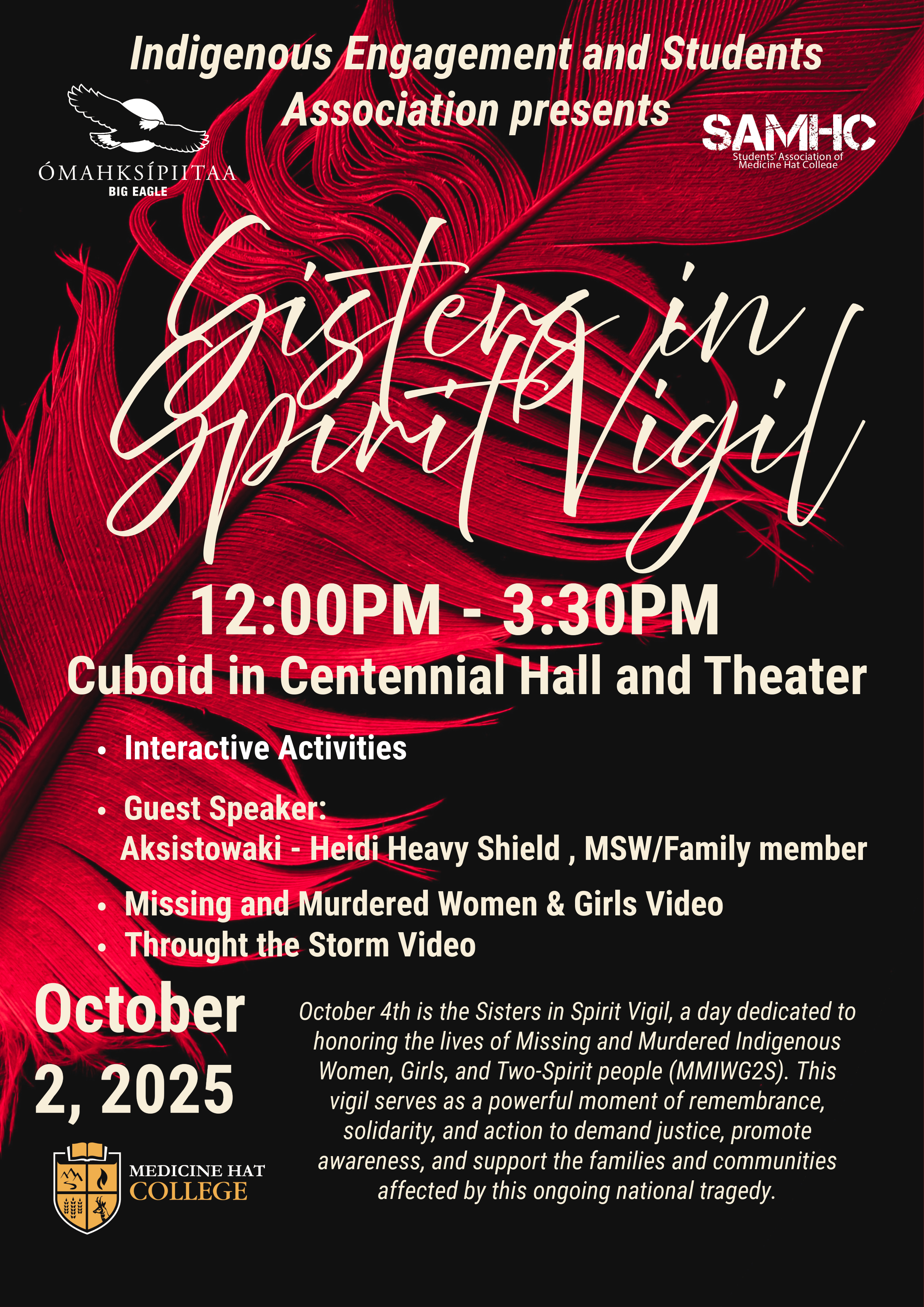 Poster for the Sisters in Spirit Vigil
