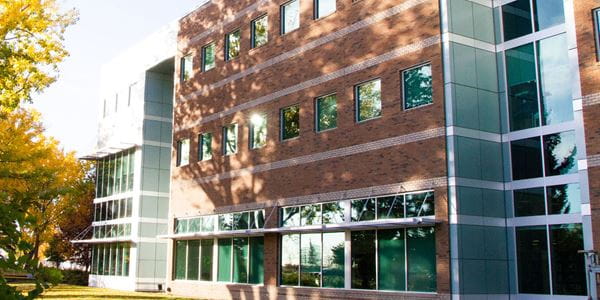 Exterior view of Vera Bracken Library