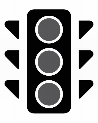 Short video of a traffic light flashing from a green smiling face to a neutral yellow face and finally to a red frowning face. 