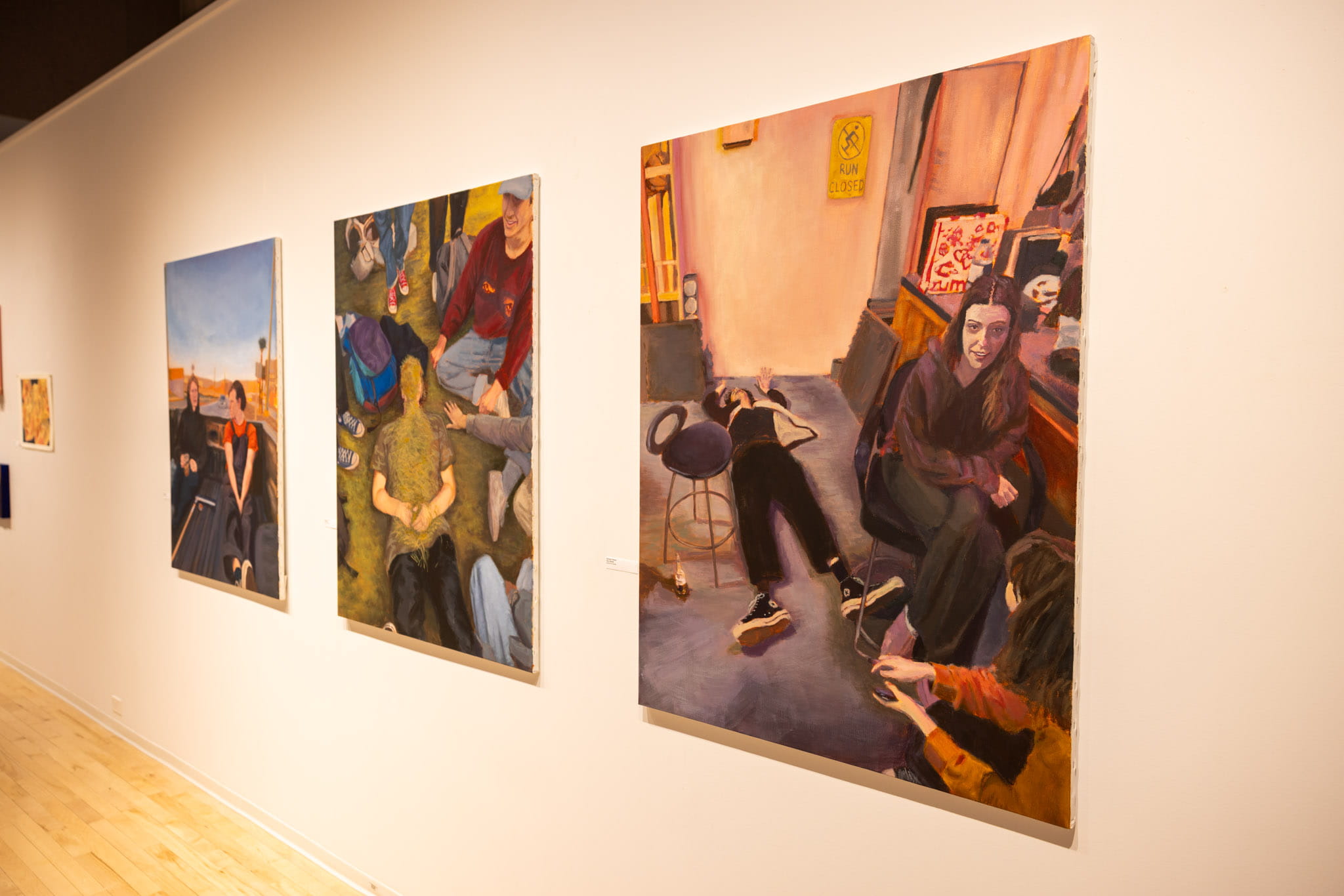 Zachary Fischer three large paintings on display at the One-on-One Gallery. 