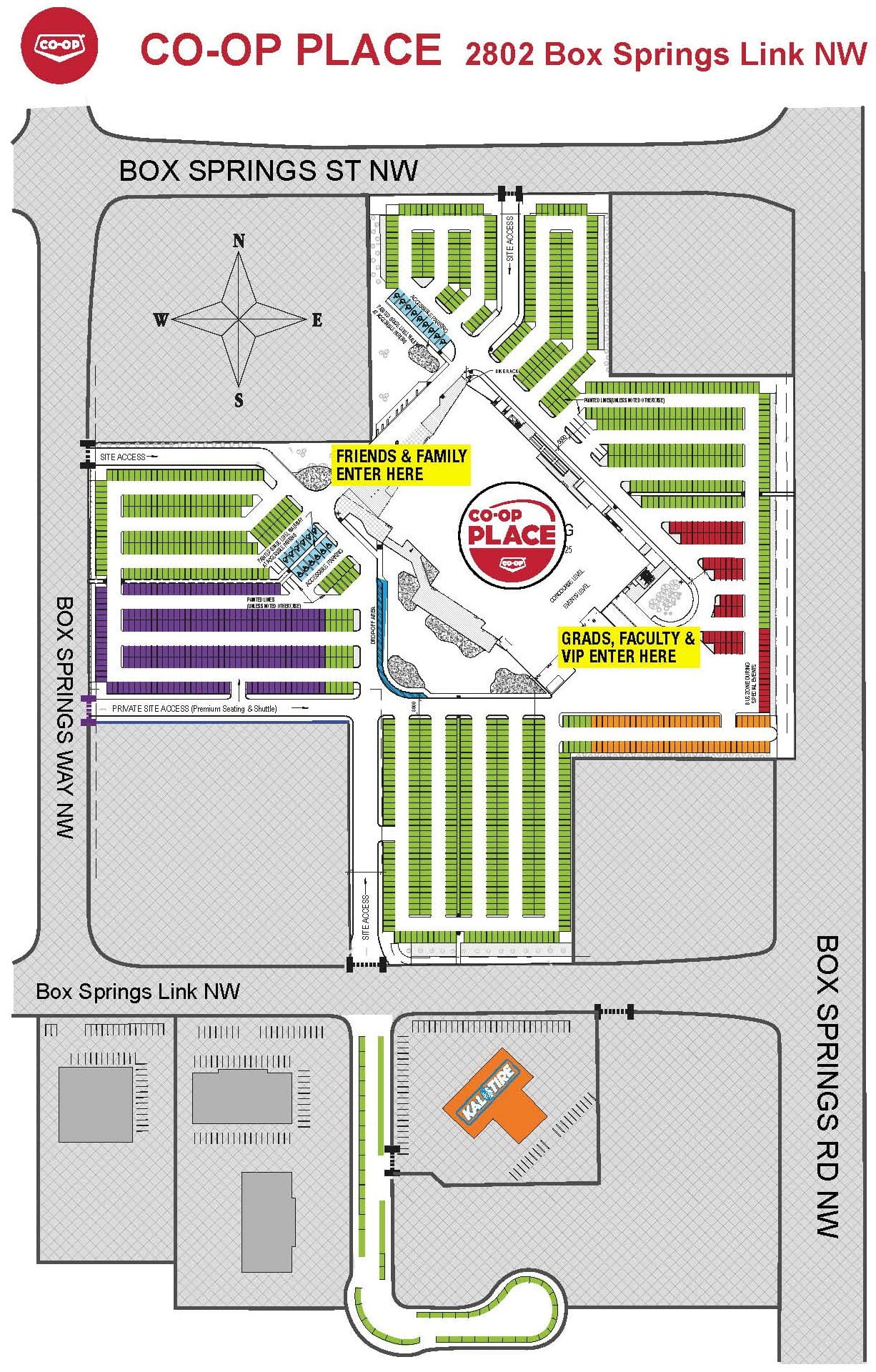 Coop Place parking map